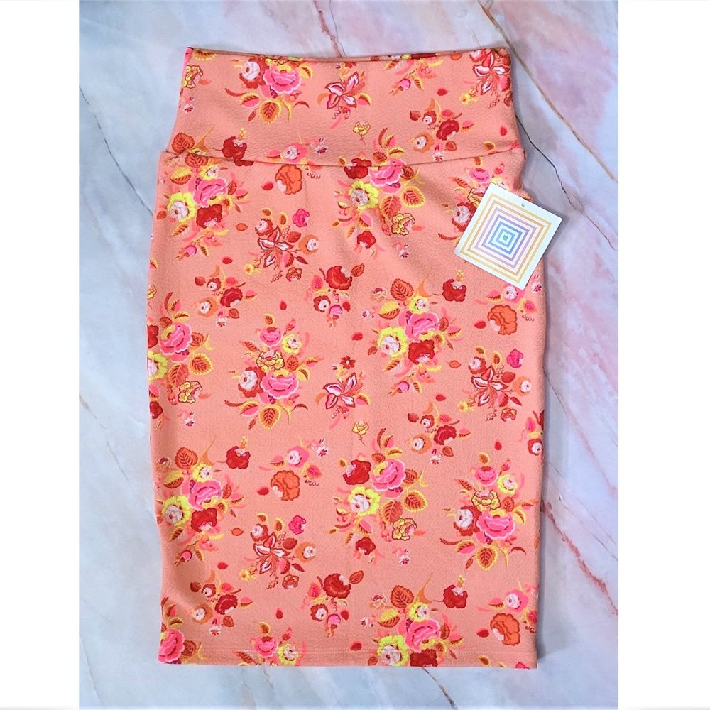 LuLaRoe Cassie Pencil Skirt Orange Floral Women's Size XS New